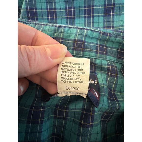 Wrangler Shirt Adult Large Blue Teal Casual Cowboy Rodeo Mens Western Pearl Snap - Picture 7 of 8